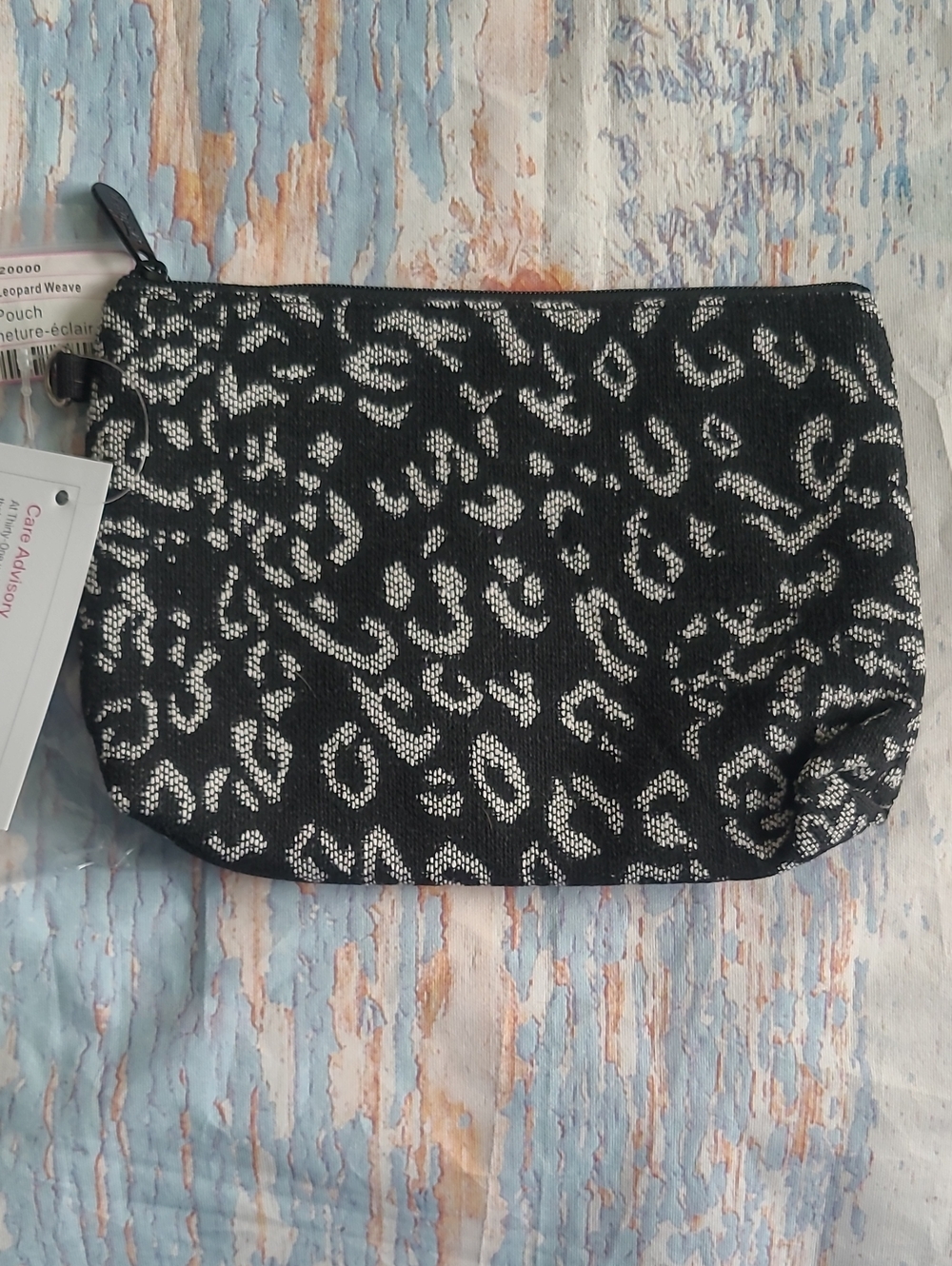 Thirty One Mini Zipper Pouch Luxe Leopard Weave   NWT